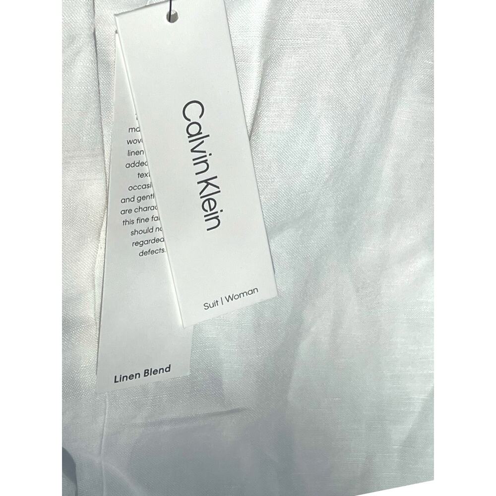Calvin Klein Linen Tapered Ankle Dress Pants | Women Plus 20W, White NEW $109 - Picture 9 of 15
